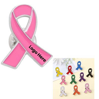 Zinc Alloy Breast Cancer Awareness Ribbon Lapel Pin
